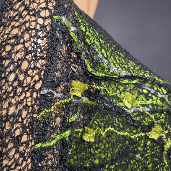 Vintage Layered Mesh Top Green Black  2 Piece Size L Fairy Grunge Avant Garde - Picture 10 of 11